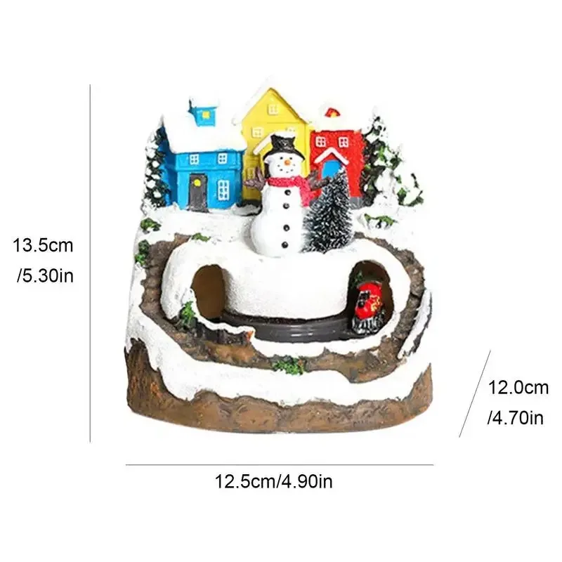 Christmas House Village Rotating Train Scene  Lighting Battery Operated  Light Up Christmas Decoration Creative Xmas Gifts