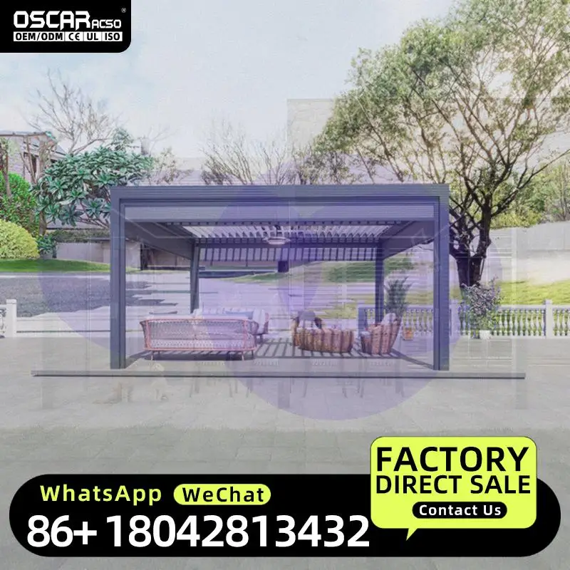 3X3m 3X4m 4X4m 6X4m Outdoor Aluminum Louvre  Prefab Structures Luxury Villa Ready to Ship Pergola