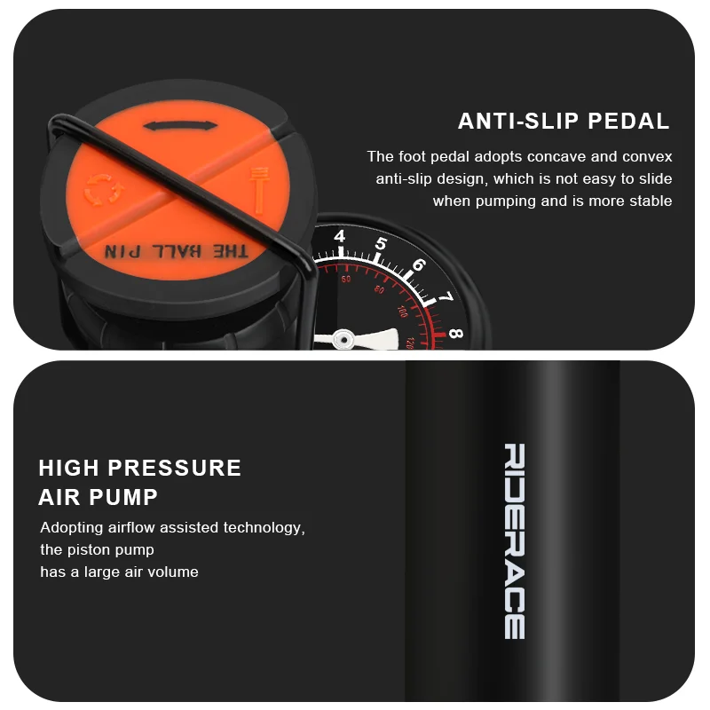 Bomba de pie para bicicleta – Válvulas Presta y Schrader ultraligera - imagen 5