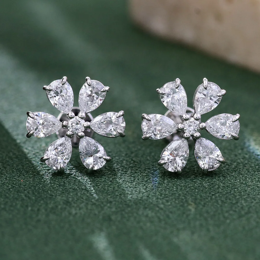 

Роскошные серьги с цветком в стиле Прованс KGold DEF/VS Lab Diamonds Модные повседневные аксессуары Обручальные серьги Женские украшения на заказ