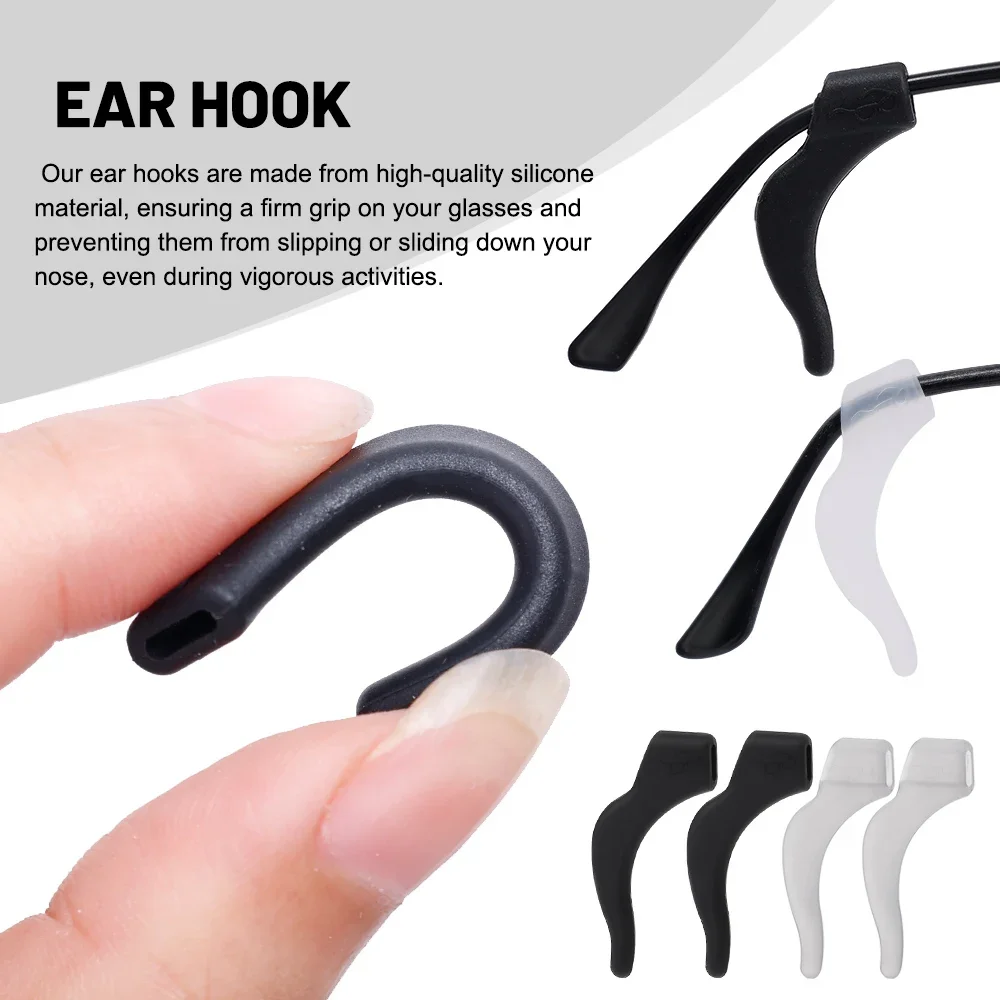 10-200 stücke Silikon Ohr Haken Anti-slip Gläser Schwarz Transparent Bein Ohr Klammern Sonnenbrille Anti-herbst Brillen halter Zubehör – Detail 8