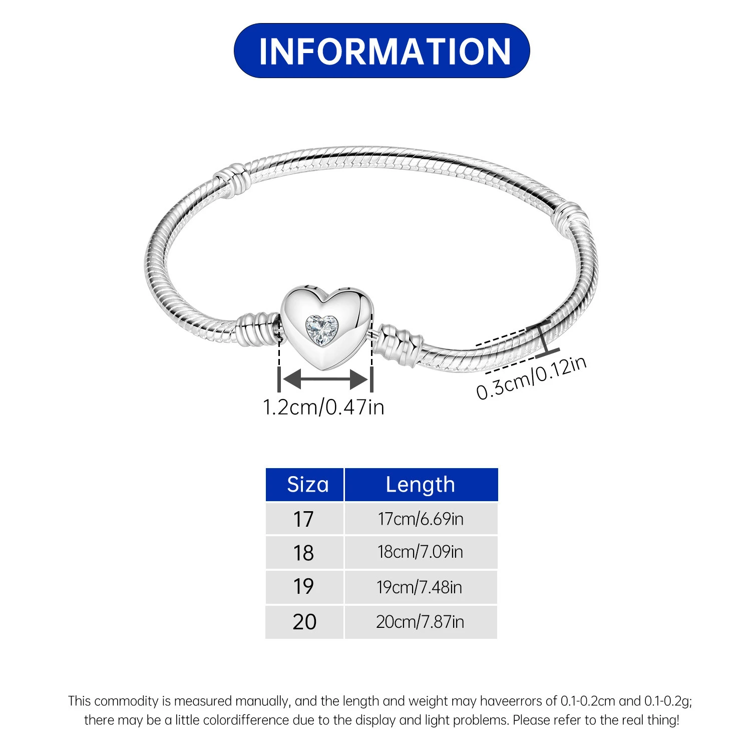 الفاخرة الأصلي 925 الفضة الحد الأدنى القلب ثعبان سلسلة الإسورة سوار للنساء صالح DIY بها بنفسك الخرز قلادة جالبة للحظ مجوهرات هدايا #4