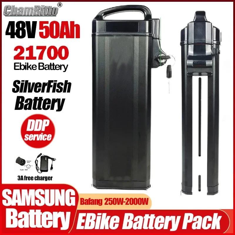 

Electric Bicycle cham rider 48 25ah 30 40ah 50ah Bafang 1500W Fiido T1/T1 Pro /L2/Q2 eBike 48v Silver fish 1000w Lithium battery