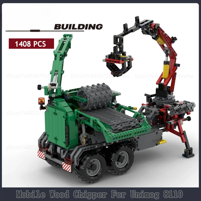 

MOC Building Blocks City Construction Vehicle Series Mobile Wood Chipper Trailer Motor Technology Bricks DIY Assembly Toys Gifts
