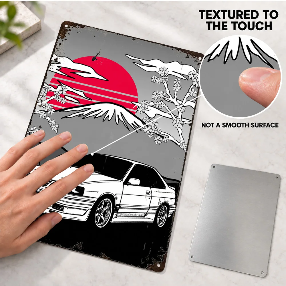 Japanese Car Printed Poster Personalized Aluminum Metal Sign Ukiyo E Style Wall Art For Home Office Motoring Enthusiast Gift