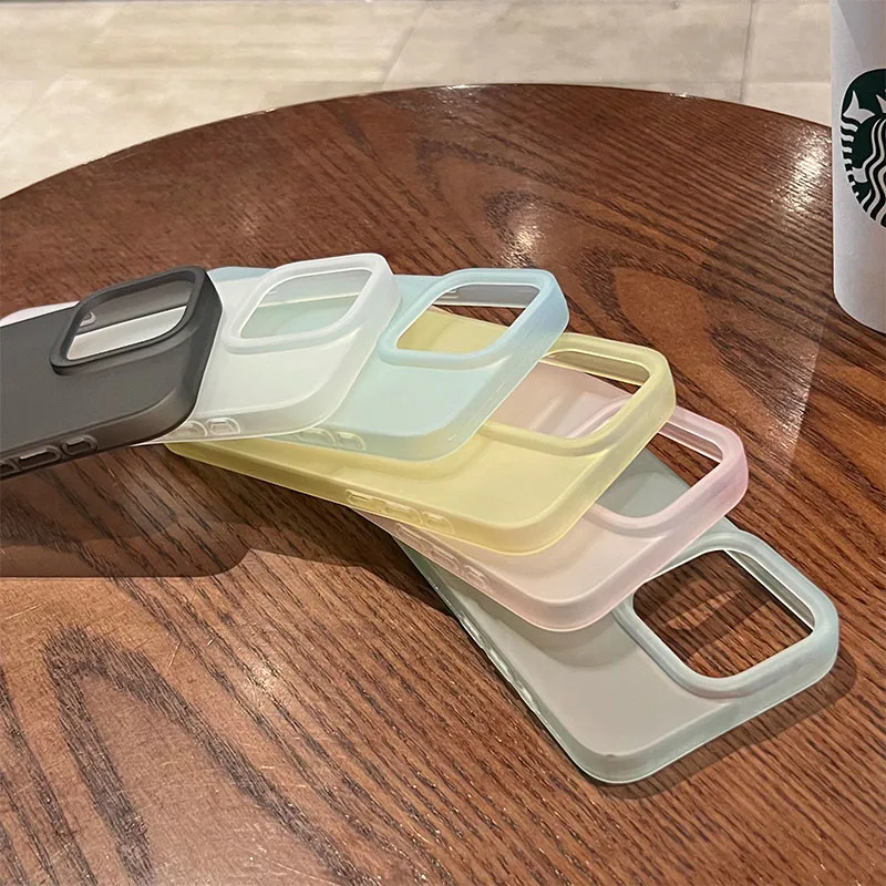 Soft Matte Candy Transparent Phone Case For iPhone 11 12 13 14 15 16 Pro Max Plus X Xs Max XR Shockproof Silicone Bumper Cover - náhled 3