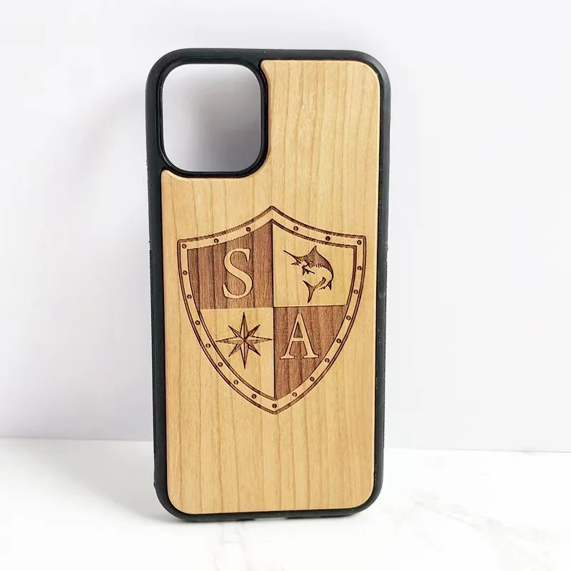 Customized Laser Engraving Cherry Walnut Wooden Phone Case For iPhone 14 13 12 mini 11 Pro Max  6 7 8 Plus Xr X Xs Wood Cases