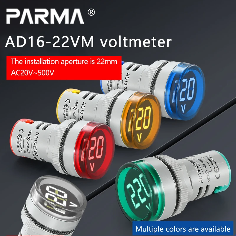 

The AD16 new mini digital AC voltmeter is a universal digital display with a 50V-500V indicator light aperture of 22mm