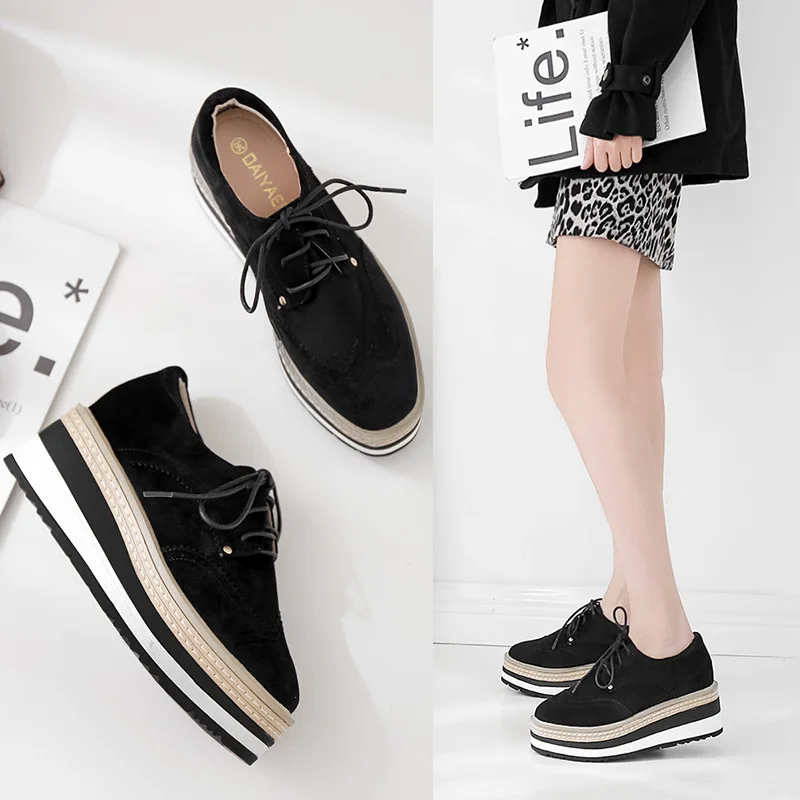 

Fashionable Womens Single Shoes Wedge Thick Bottom Inner Heightened Brogues size34 shoes to size39 shoe