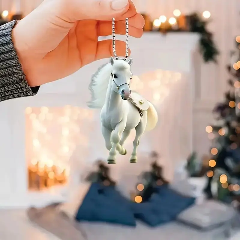 A Running Horse Keychain Cartoon creative big mouth horse 2d Acrylic pendant car key chain