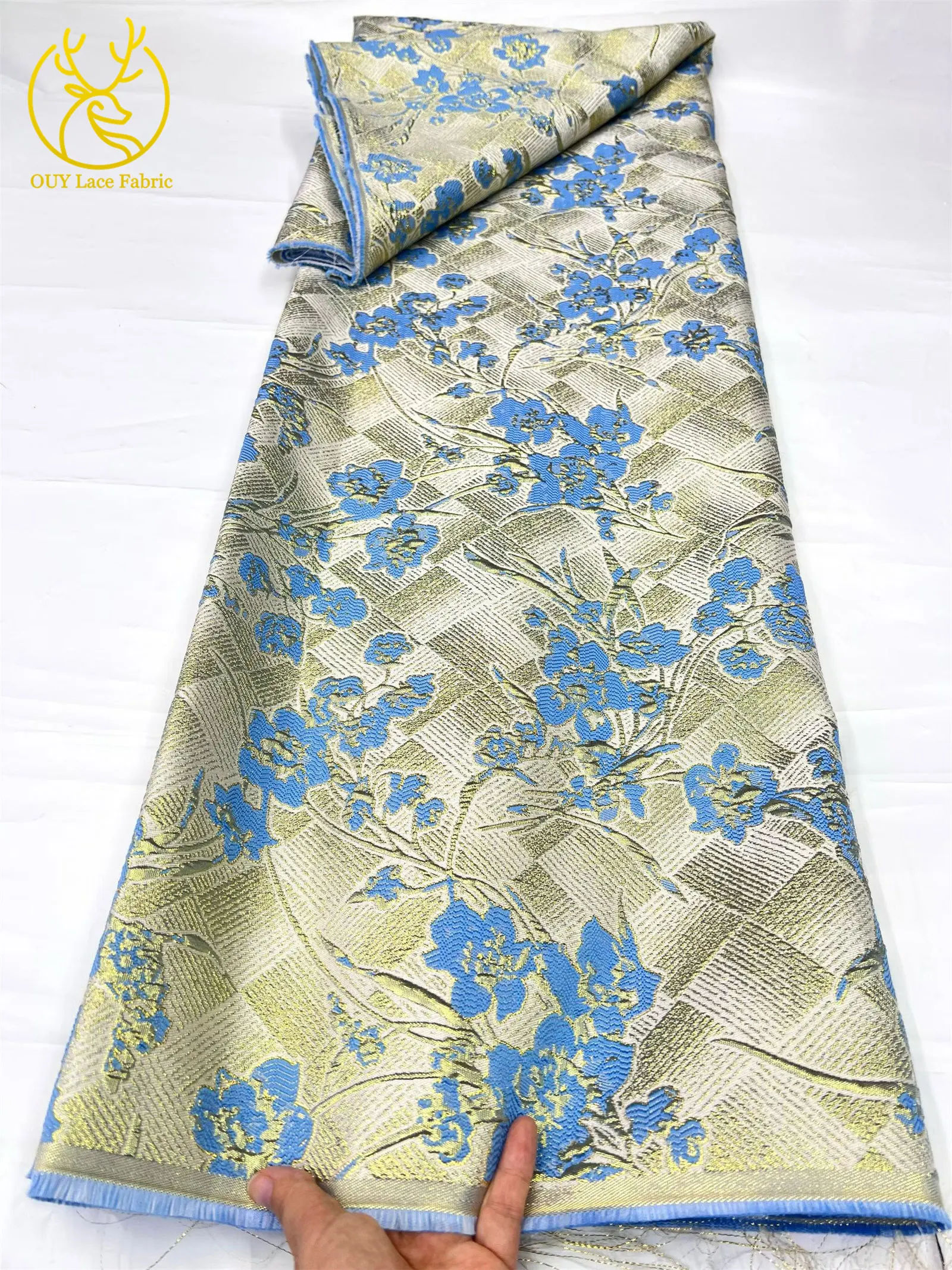 5 Yards Neuer Stil Afrikanischer Jacquard-Spitzenstoff 2026 Hochwertiger Modischer Nigerianischer Spitzenstoff für Damen-Partykleider und Nähprojekte – Detail 3