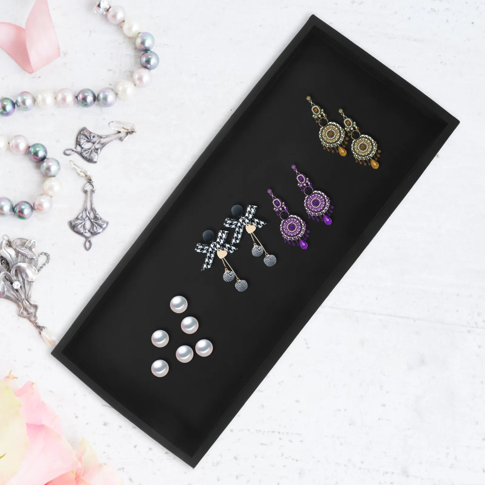 

Силиконовый лоток для ванной комнаты, настольный органайзер для хранения мелких предметов, ключей, колец, косметики, аксессуаров, поднос для туалетного столика, для дома