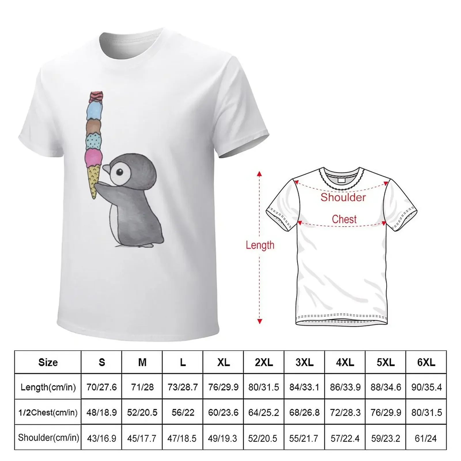 Ice Cream Penguin T-Shirt oversizeds plus size tops black t shirts for men