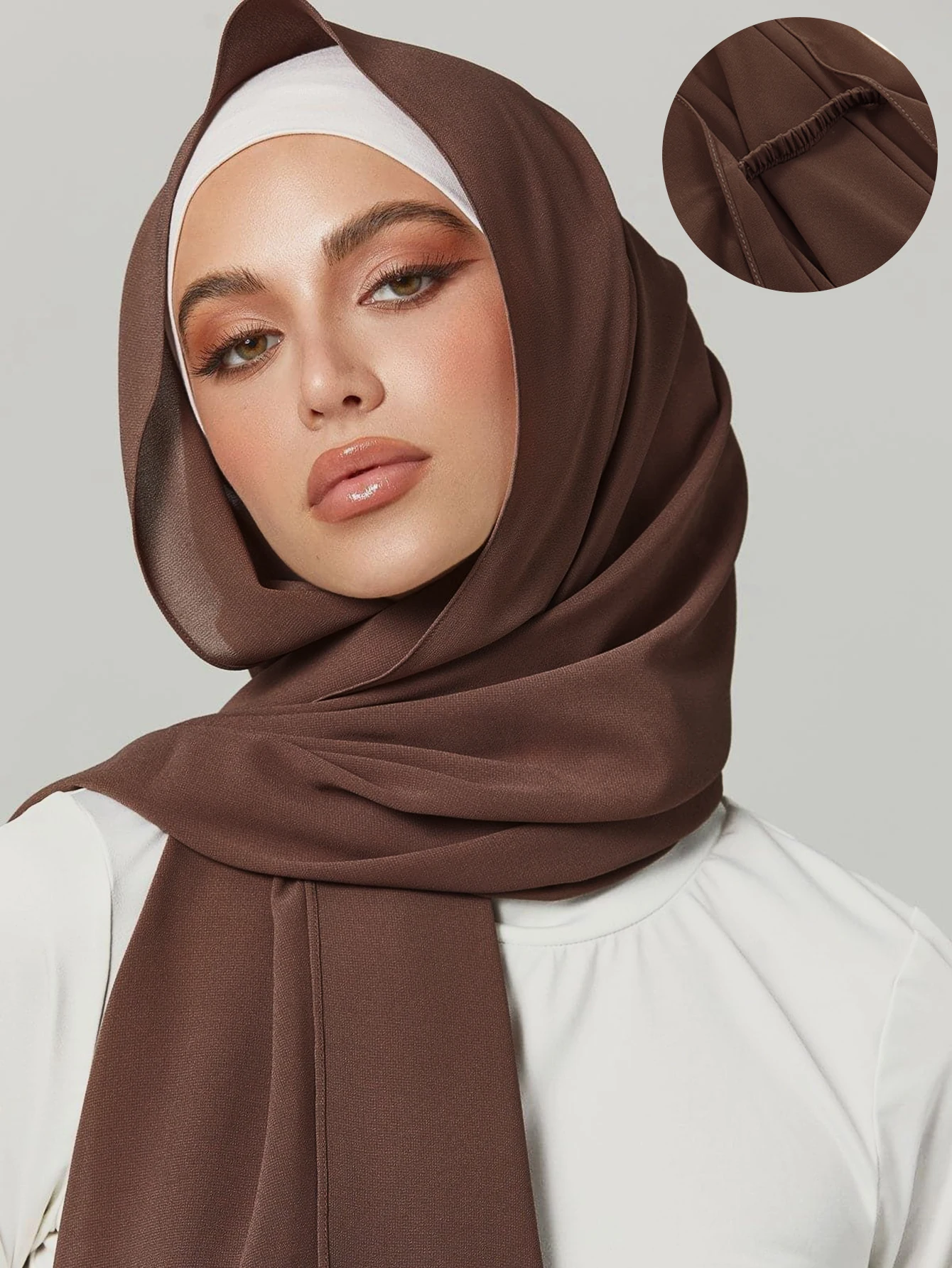 Muslimische Frauen Chiffon Hijab Schal mit Gummiband Instant Hijab für Frauen Kopftuch Wraps Islam Stirnband Turban Musulman Schal