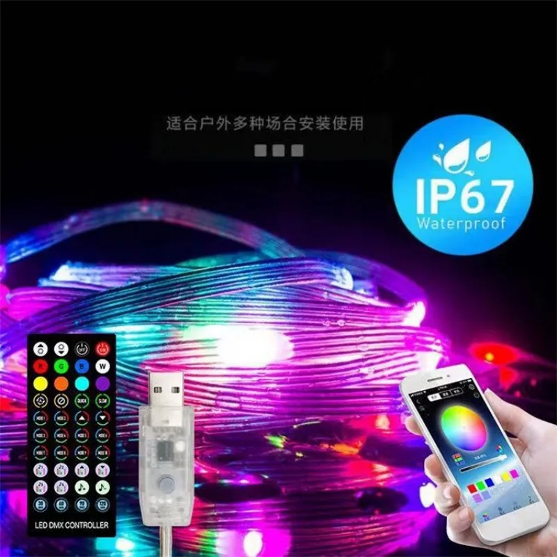 10M/20M USB ต้นคริสต์มาส LED String ไฟสมาร์ทบลูทูธรีโมทแอปควบคุมคริสต์มาสการตกแต่งบ้าน Fairy ไฟ garland