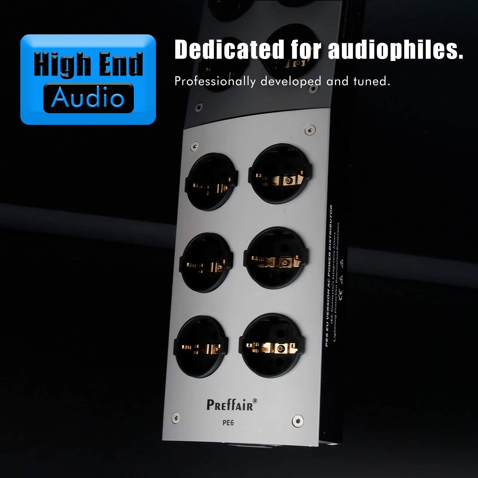 Preffair HiFi Audio Noise AC Power Filter Power Conditioner Power Purifier Surge Protection with EU Schuko Outlets