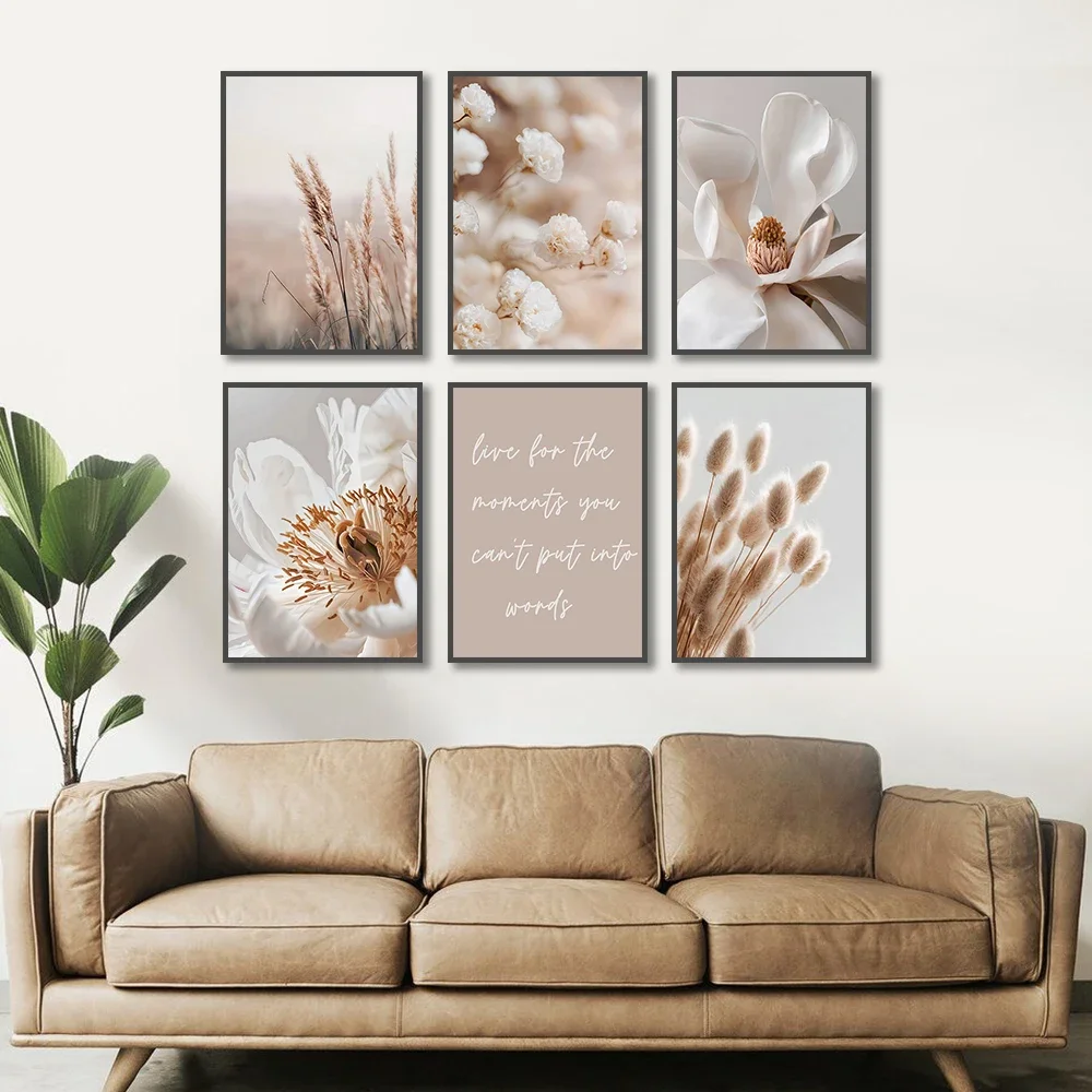 Multi-size 1PC frameless high-definition decorative paintings,Grass Flower Picture Nordic Canvas Painting Wall Art Bohemia Seasi