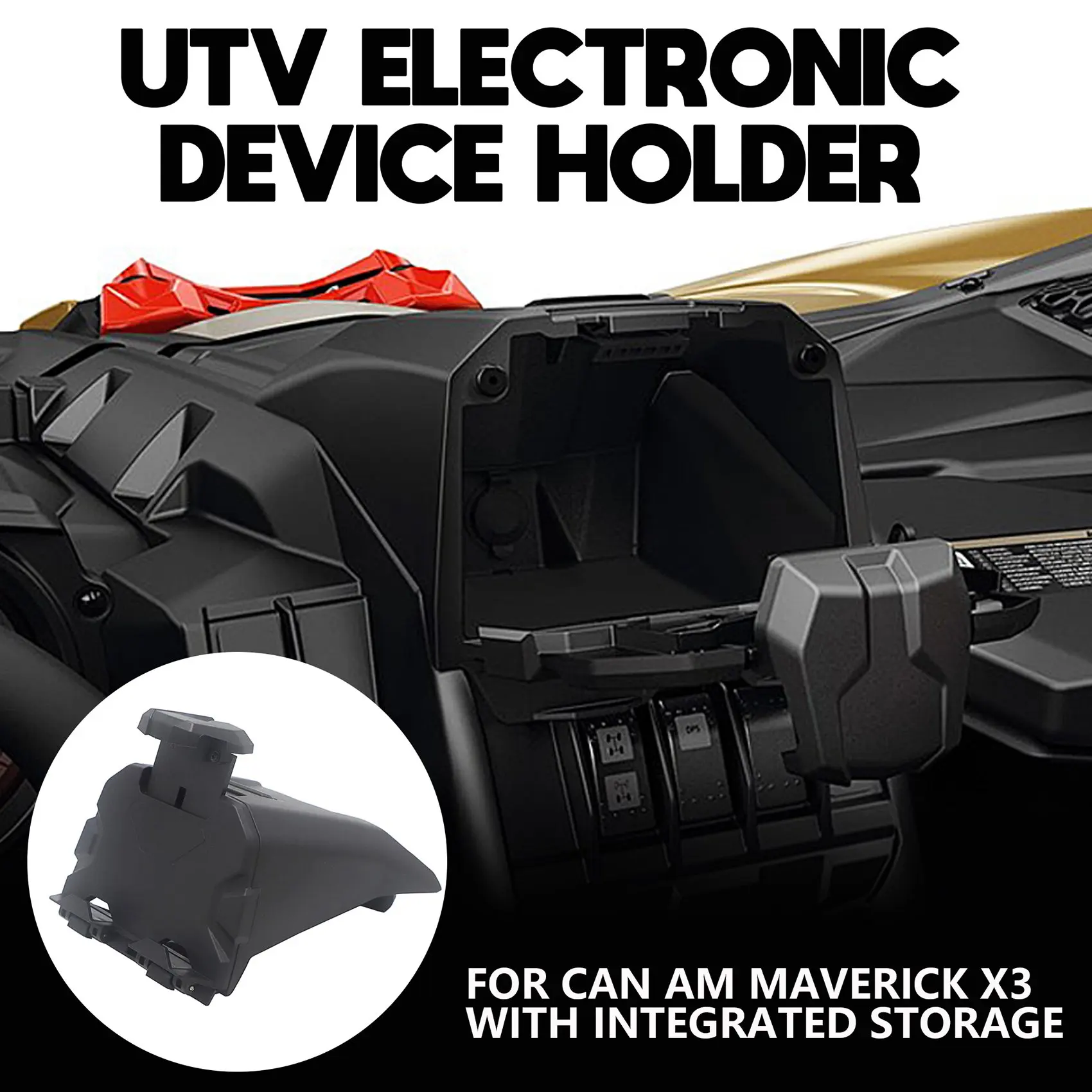 UTV Electronic Device Holder with Integrated Storage Smartphone Navigation Stand for Can Am Maverick X3 Models 2017-2021