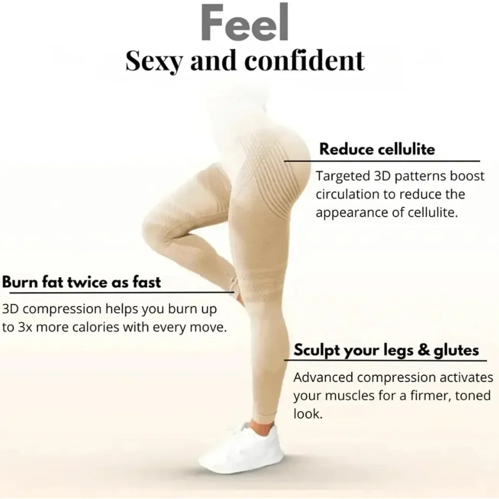 Slimove Cellulite 3D Leggings, High Waisted Butt Lifting Tummy Training Control, Anti Cellulite Legging for Gym Workout image 2