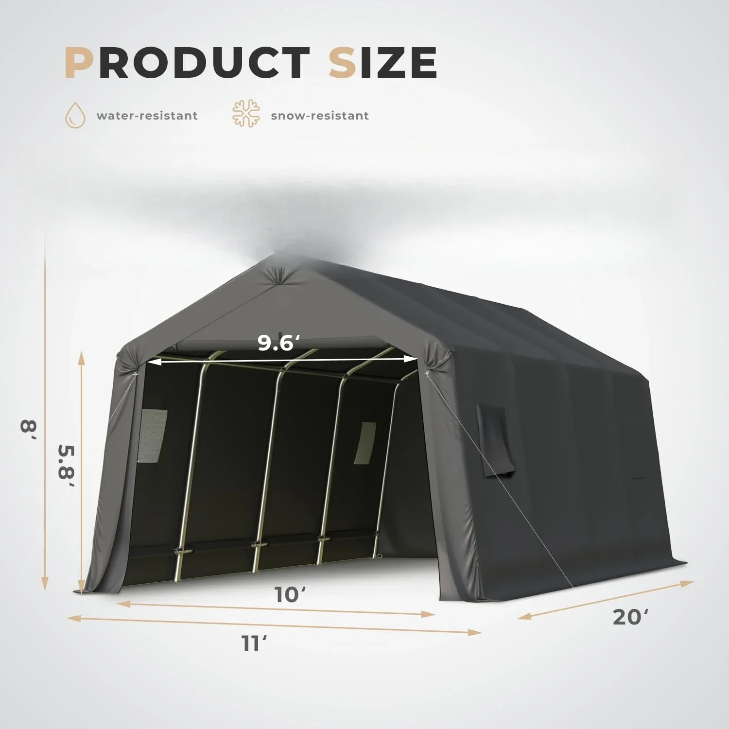 10 x 20 FT Heavy Duty Carport, Portable Garage with All-Steel Metal Frame & Vents, Anti-Snow Car Canopy Outdoor Storage