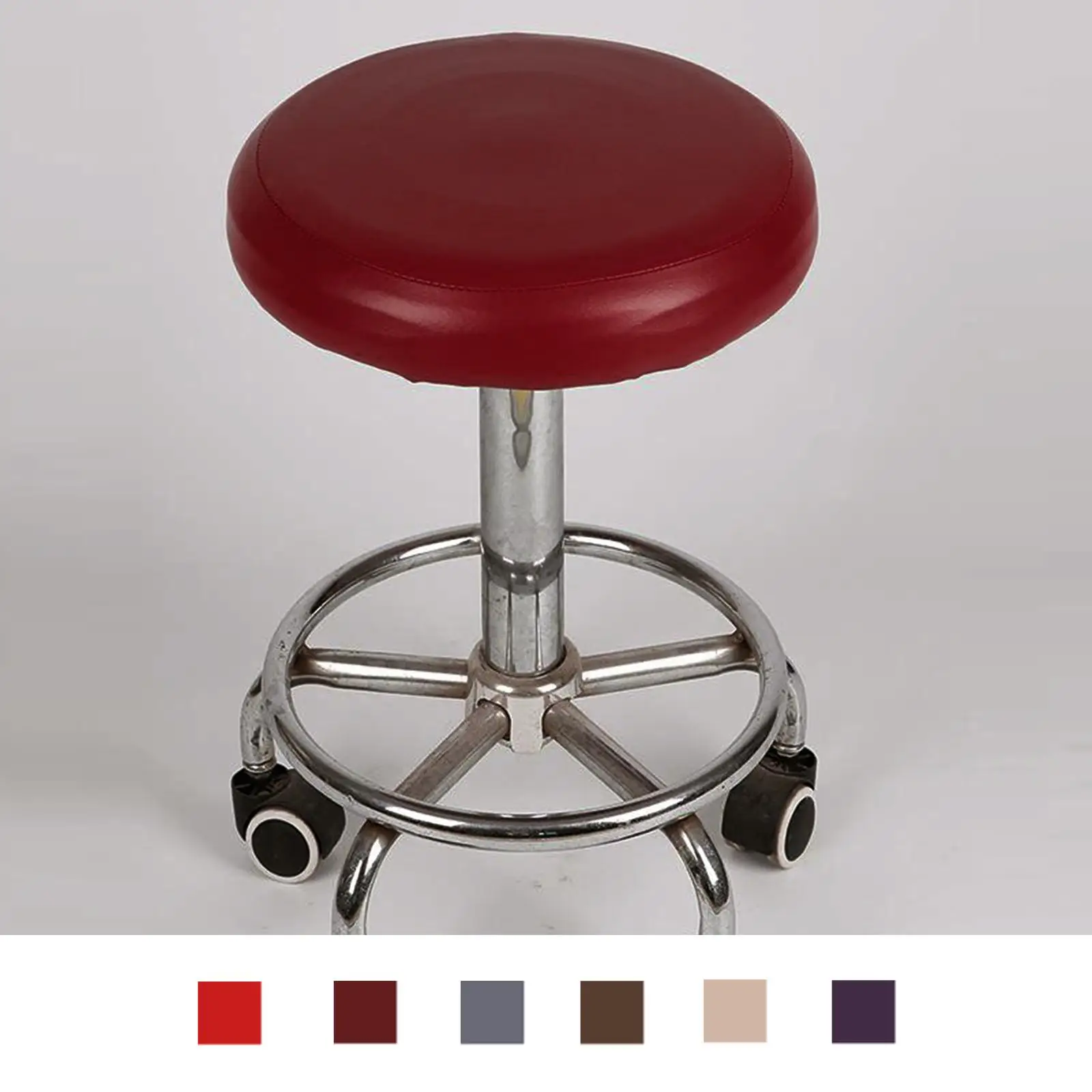 Round Bar Stool Cushion Elastic 7-13 inch, Waterproof PU Leather Anti Slip Bar Stool Cover, Waterproof Pump Chair Protector