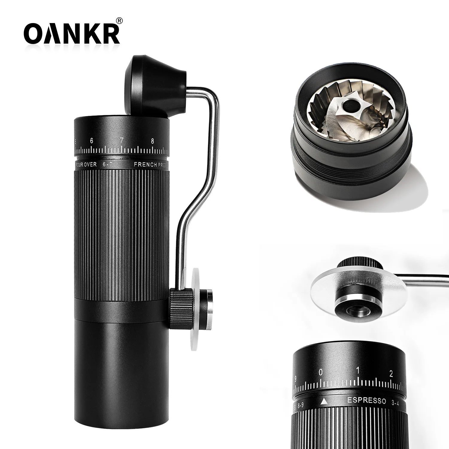 

OANKR Manual Coffee Grinder Stainless Steel 7 Core External Adjustment Espresso Grinders Coffeeware Kitchen Barista Accessories