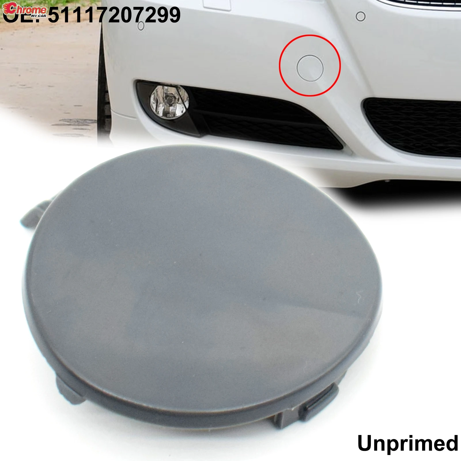 For BMW 3 Series E90 328i 335i 320d 318i 320d E91 Car Front Bumper Tow Hook Cover 51127207299 Unprimed Eye Towing Lid Trim Cap