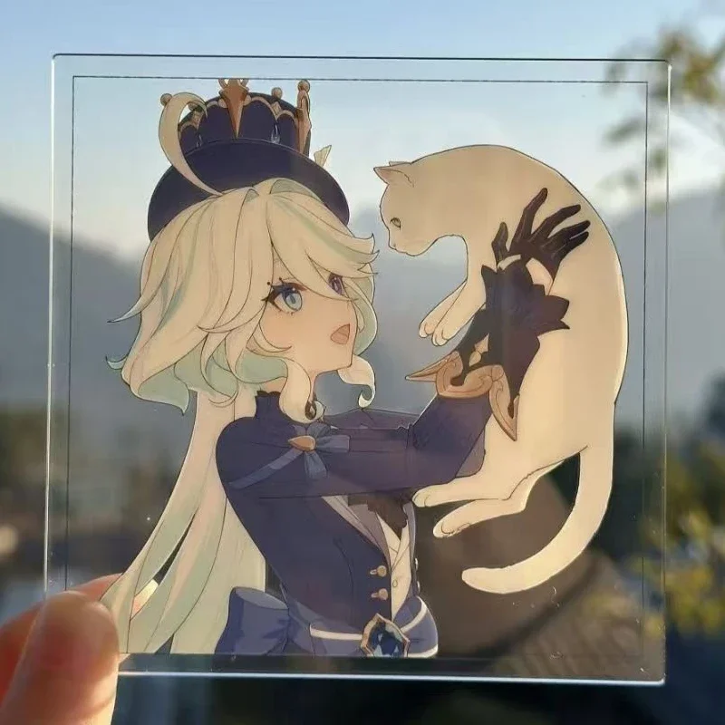 1Pcs Game Acrylic Card Furina de Fontaine Focalors Hydro Archon Transparent Cards Collection Shooting Prop Desktop Display