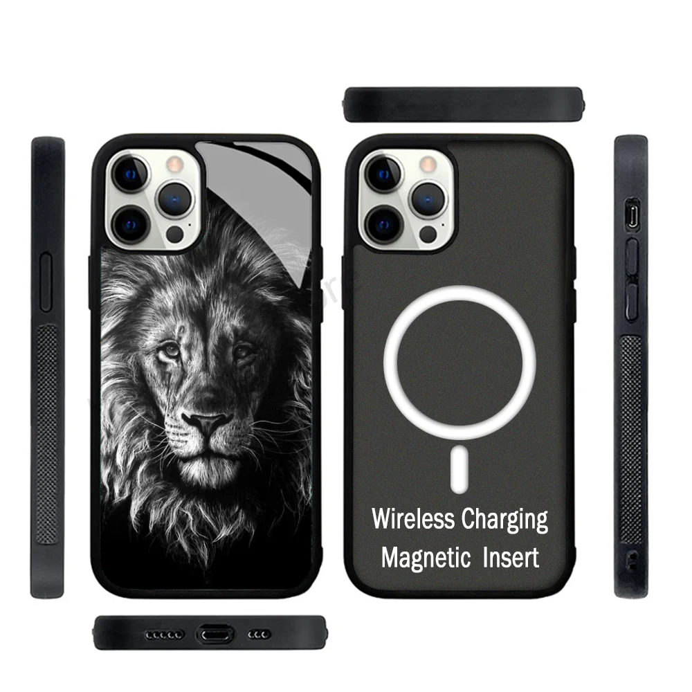 animal lion king Phone Case Strong Magnetic For IPhone 15 14 13 Pro Max 11 12 Mini For Magsafe