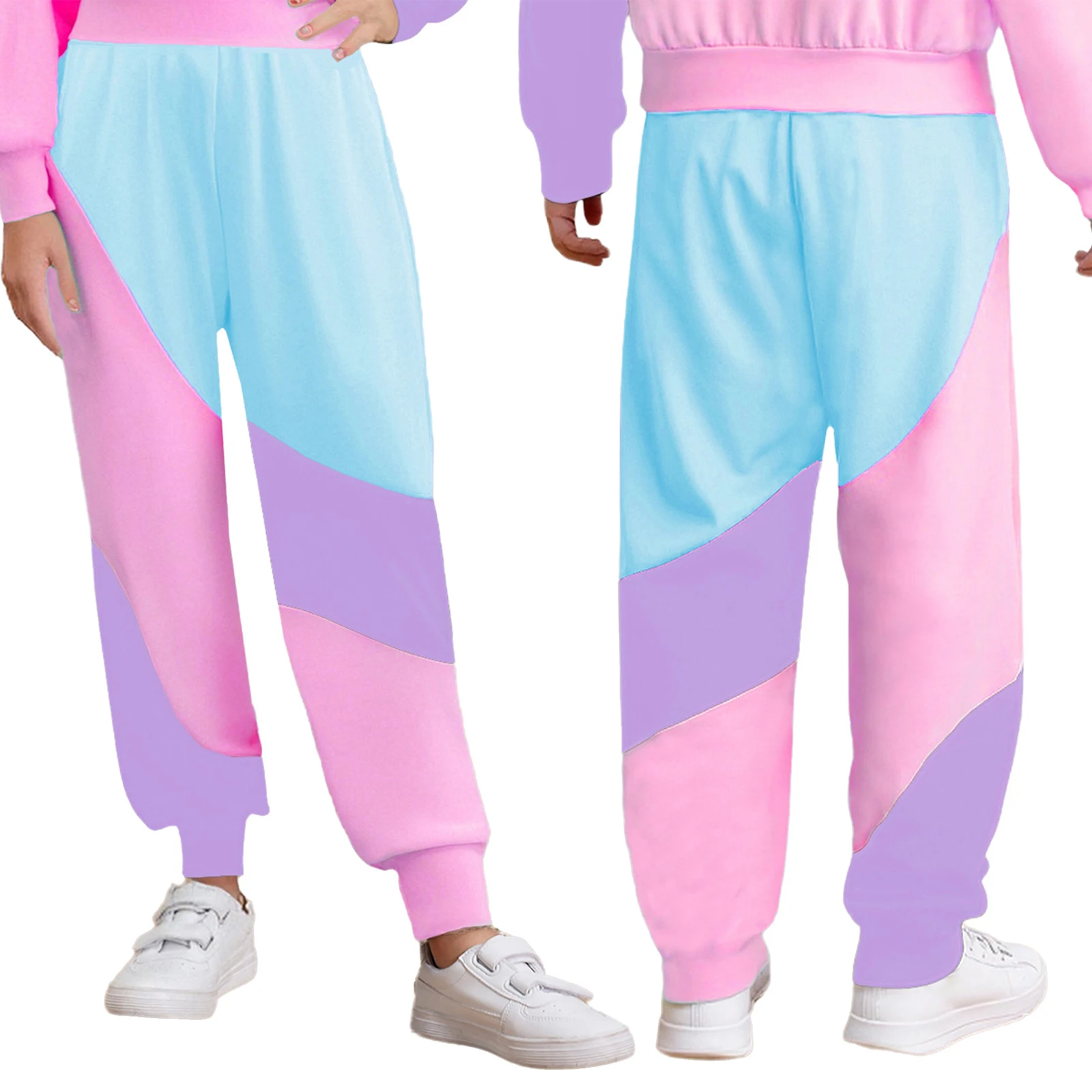 

Children's Summer Fitness Sports Pants Color Block Sweet And Lovely Loose Long Pants Casual Joker Elastic Waistband Sweatpants