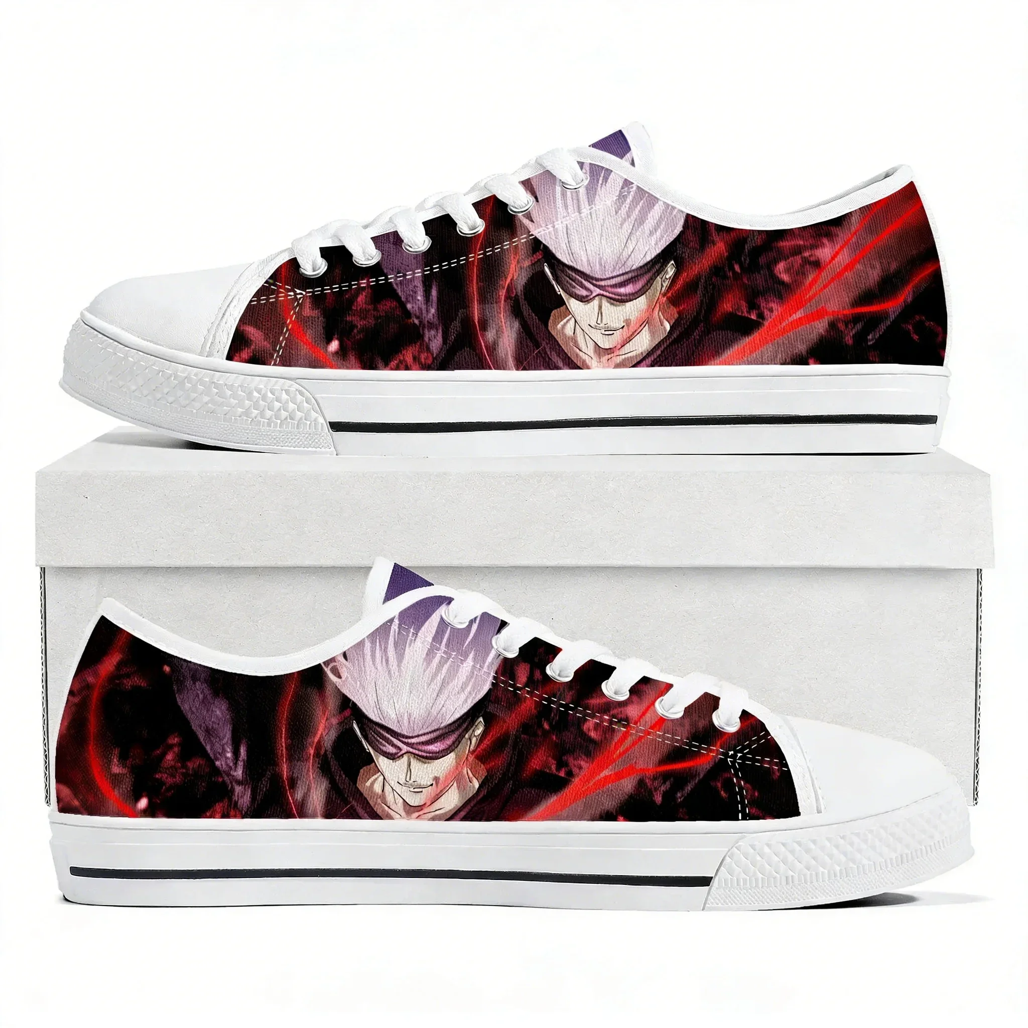 Satoru Gojo Jujutsu Kaisen Low Top Sneakers High Quality Mens Womens Teenager Canvas Sneaker Couple Casual Shoes Custom Shoe