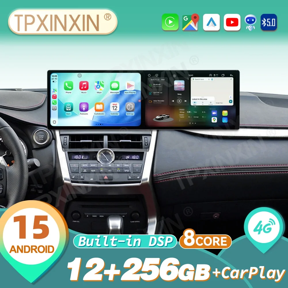 11.5 inch Dual Screen Android 15 Carplay Car Radio Stereo For LEXUS NX 2013~2016 Navigation GPS Car Multimedia Player Head Unit