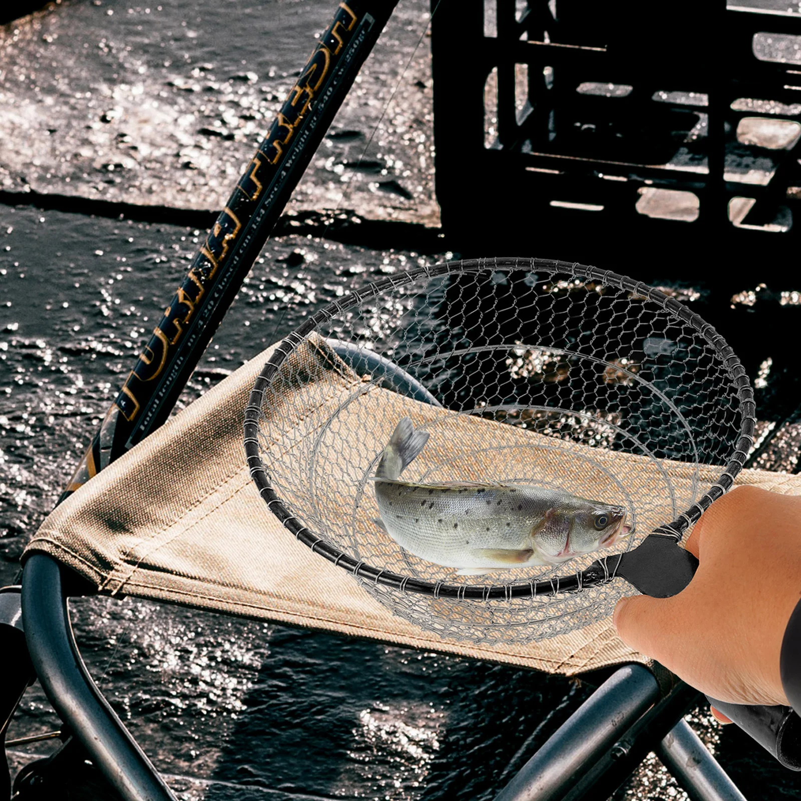 

Stainless Steel Fishing Net Large Size Portable Fish Landing Basket for Kayak Boat Lake River Fishing Camp Travel Essential