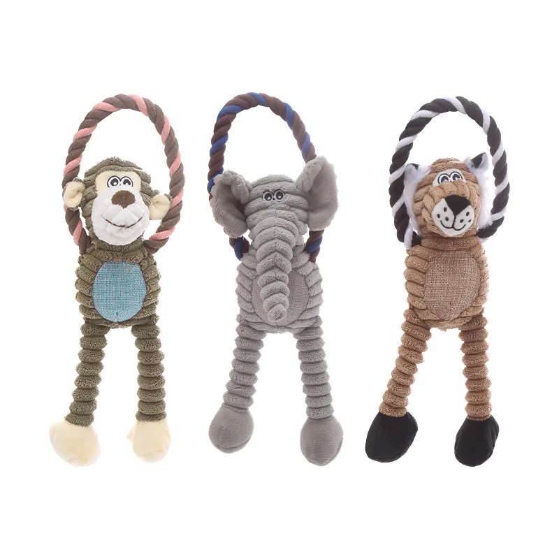 Cute Plush Giraffe Rope Pets Small Dogs Squeaky Interative Toys Deer Dolls Puppy Playing Chew Bite Toy Dog Training Accessories