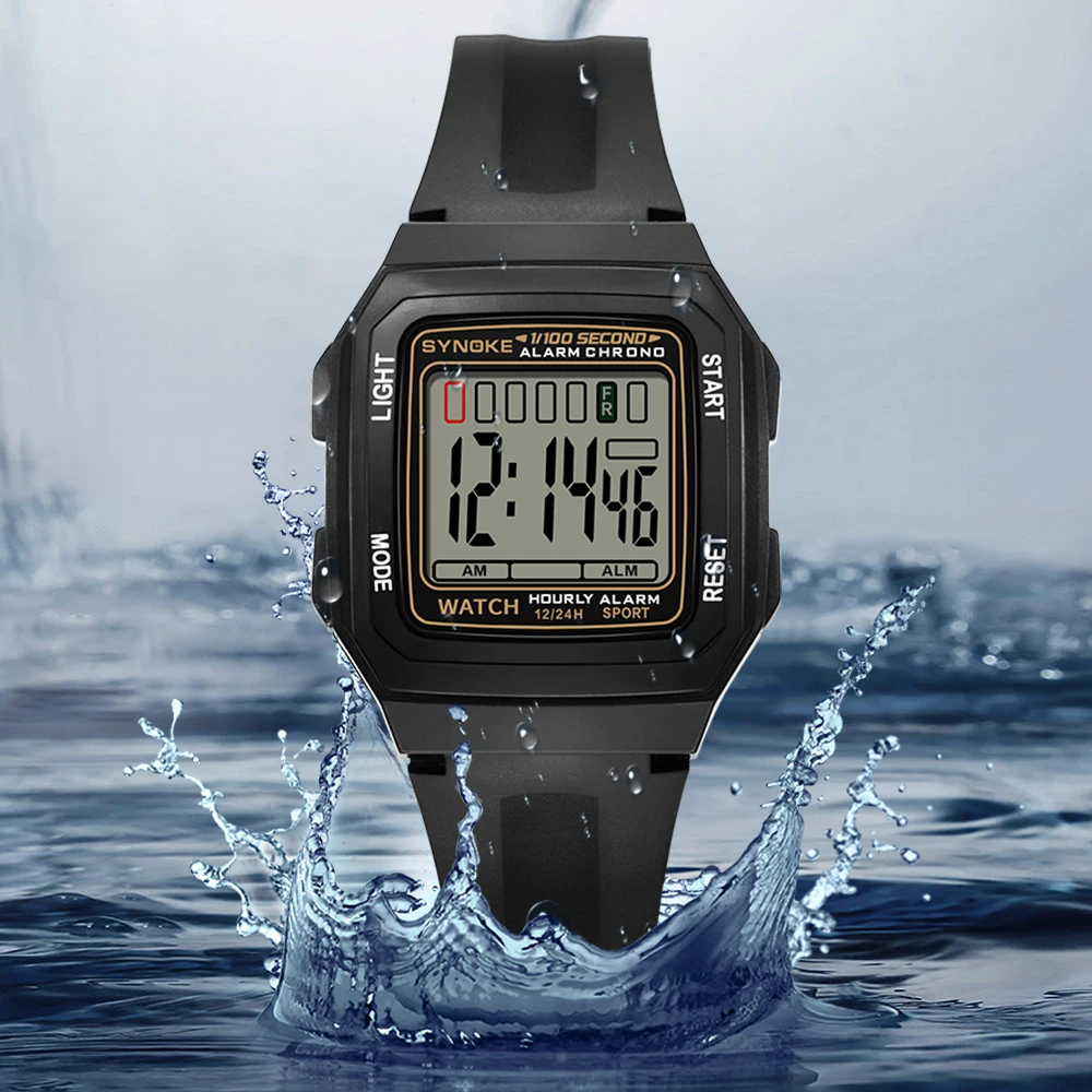 Sports Digital Watch for Men: Water-Resistant, Stopwatch- Stylish Square Design for Precision Timing & Durability
