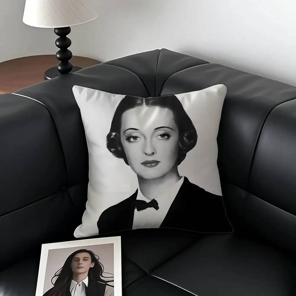 B-Bette D-Davis الممثلة كيس وسادة مكافحة الغبار المخدة غير مرئية سستة حريري قصير أفخم غطاء وسادة أريكة #4