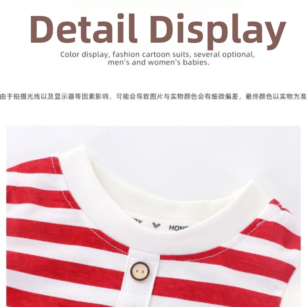 Striped Pattern Summer Bodysuit Solid Color Cotton Material Infant One-piece Thin Fabric Ventilate Design Coverall Boys