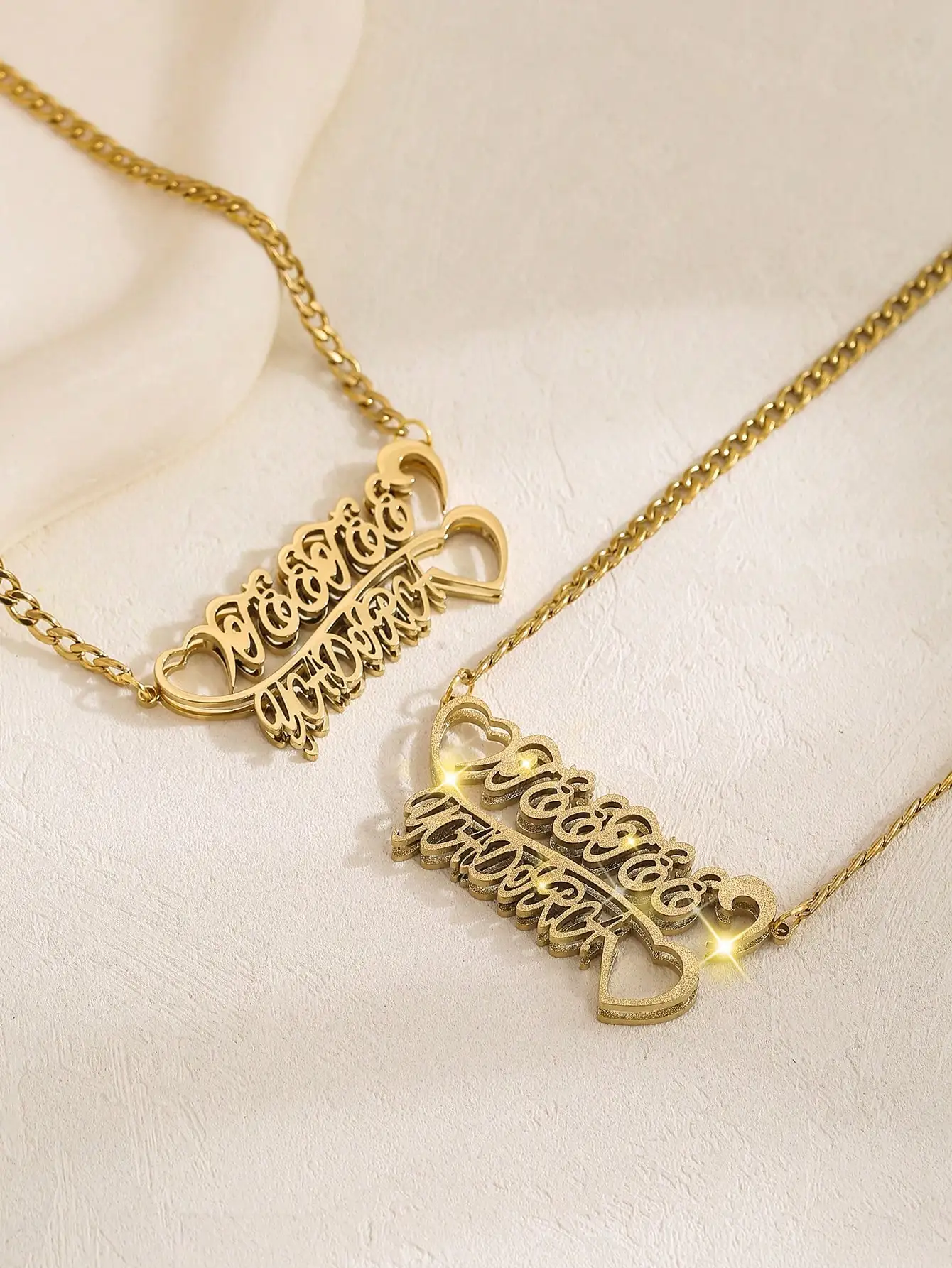1 piece custom made stainless steel name necklace-personalized Frosted letter pendant with shiny embellishment
