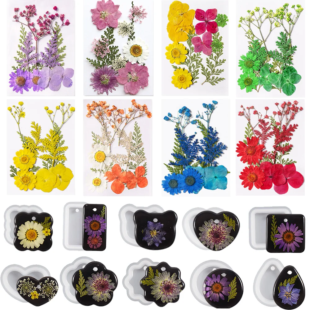 Natural Dried Flower Plant DIY Epoxy Resin Filling Key Mobile Phone Pendant Earrings Necklace Jewelry Making Silicone Mold