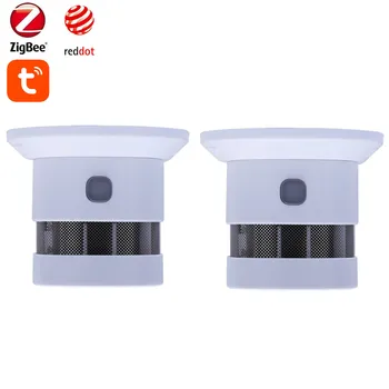 Tuya akıllı Zigbee duman dedektörü 85dB büyük sesler yangın önleme sensörü Scence bağlantı ev yardımcısı ve Home bee2mqtt ile çalışır