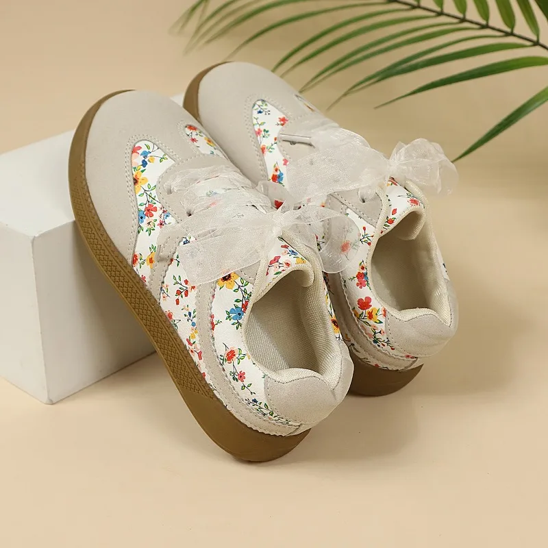 Kinder Freizeitschuhe Süße Blumenmuster Kindertennisschuhe Weiche Sohle Rutschfest 2026 Brandneue Mädchen Sportschuhe Mesh Schleifen – Detail 6