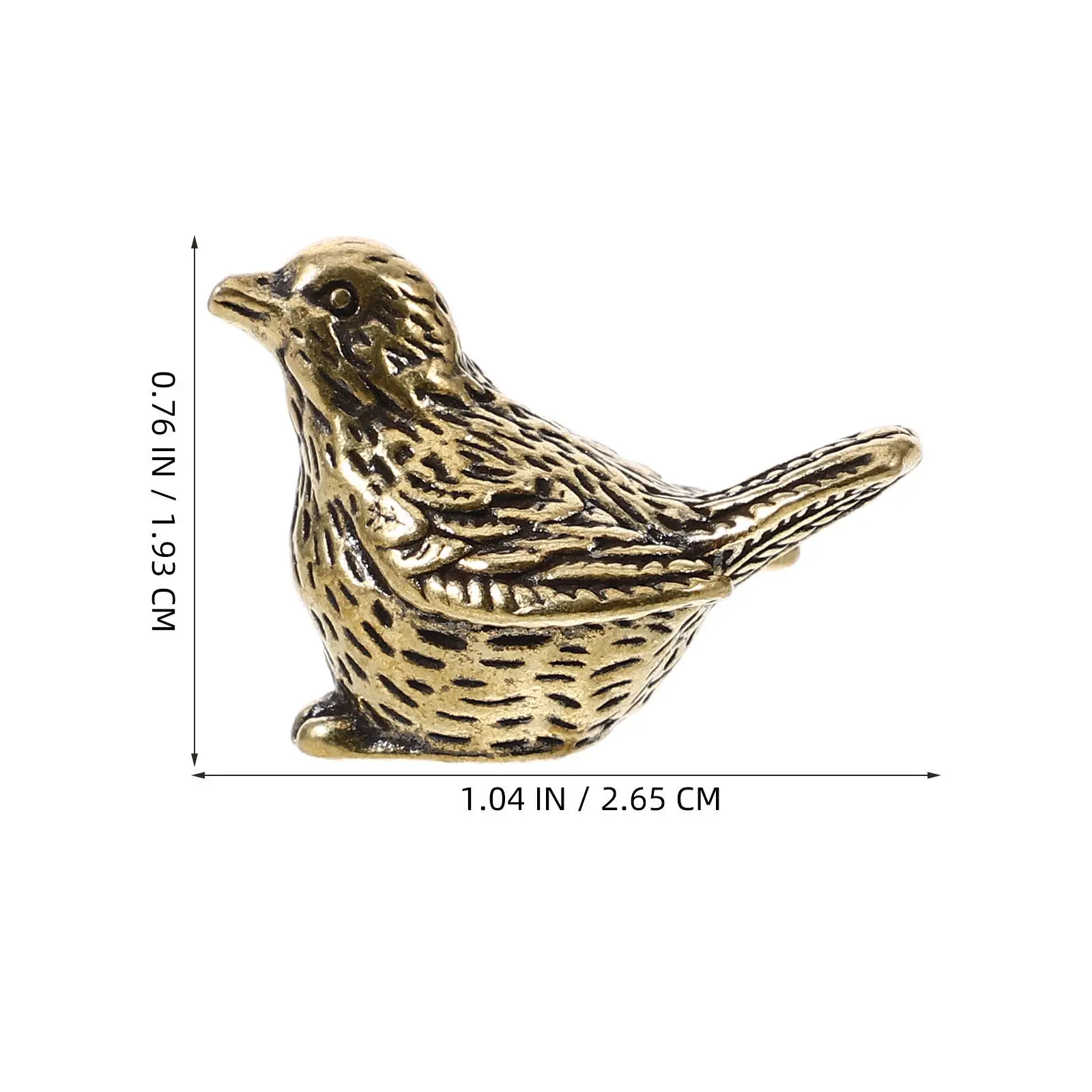 4Pcs Tiny Brass Bird Sculpture Vintage Miniature Animal Figure Desktop Table Decor Brass Statue for Living Room Shelf Tea Pet view 3