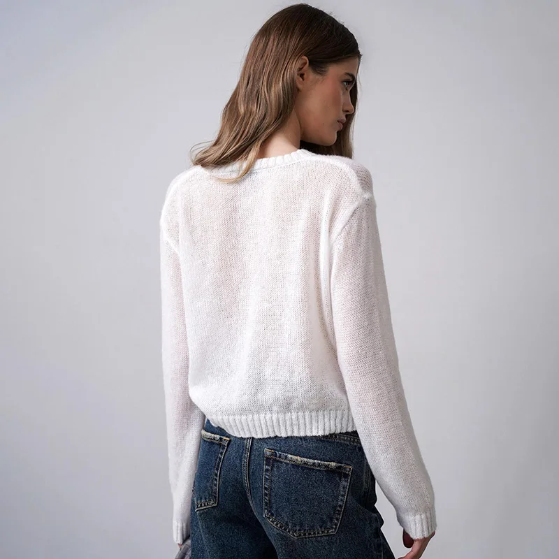 Tornova Casual Hollow Knitted Cardigan Women's Sexy See Through Thin Sweater Coat Solid Long Sleeve O neck Lady Fashion Outwear