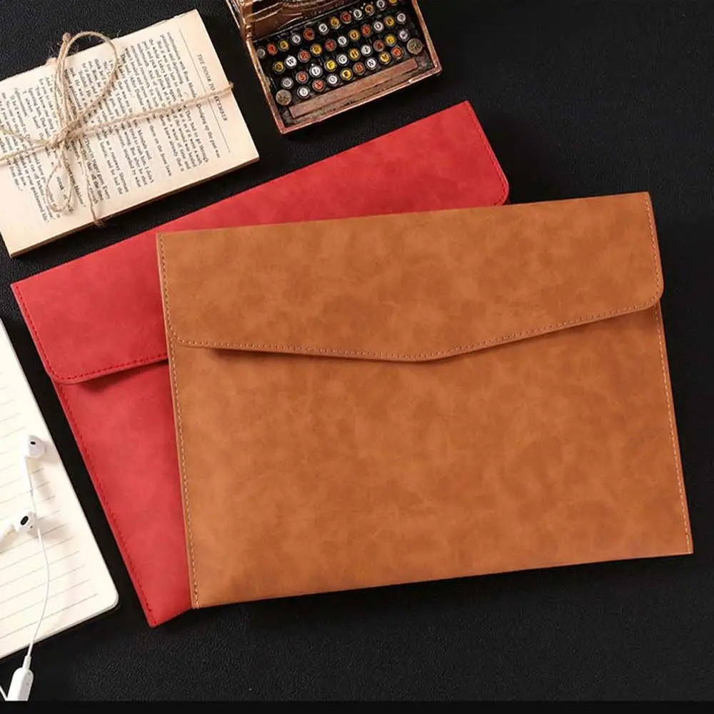 High-Grade Filing Products Large Capacity Button Design Laptop Bag Document Organizer Bag Business Handbag PU Leather Folder