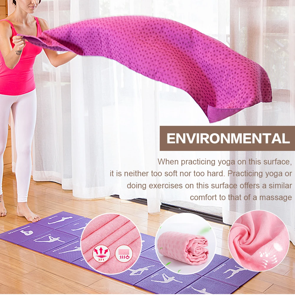 Soft Hot Yoga Towel with Mesh Carrying Bag Fitness Mat Grip Dots Sports Workout Blanket for Outdoor Travel Sports