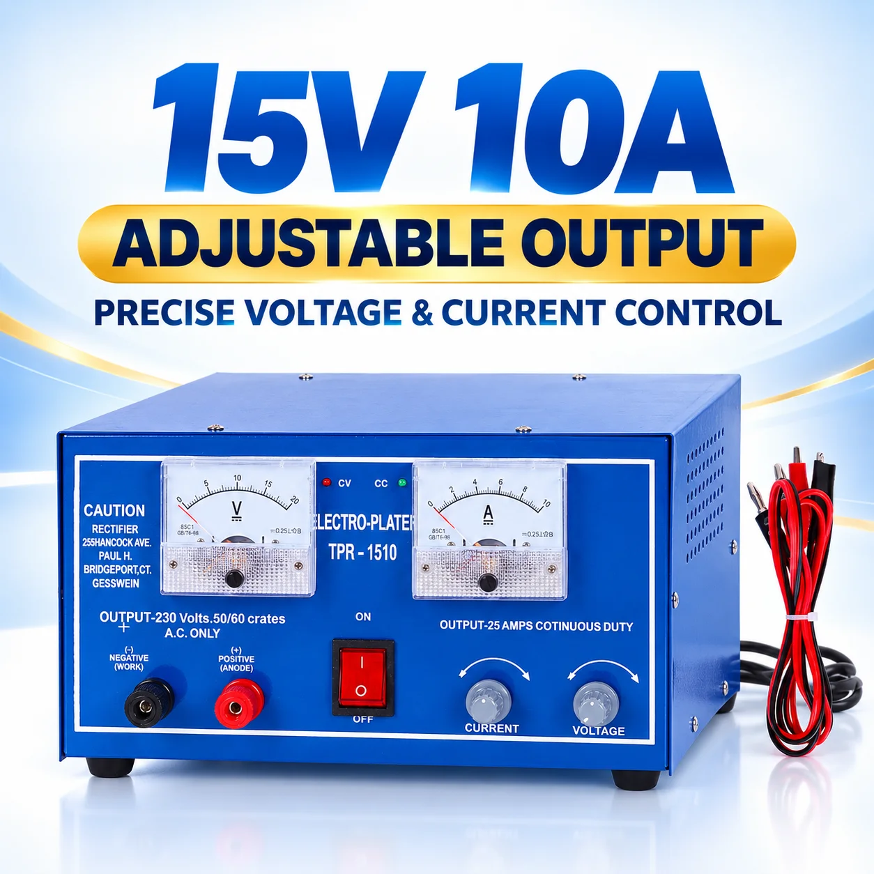 TOOLTOS 20V 30A Jewelry Plating Rectifier Electroplating Machine for Gold Silver Copper Jewelry Making and Repair