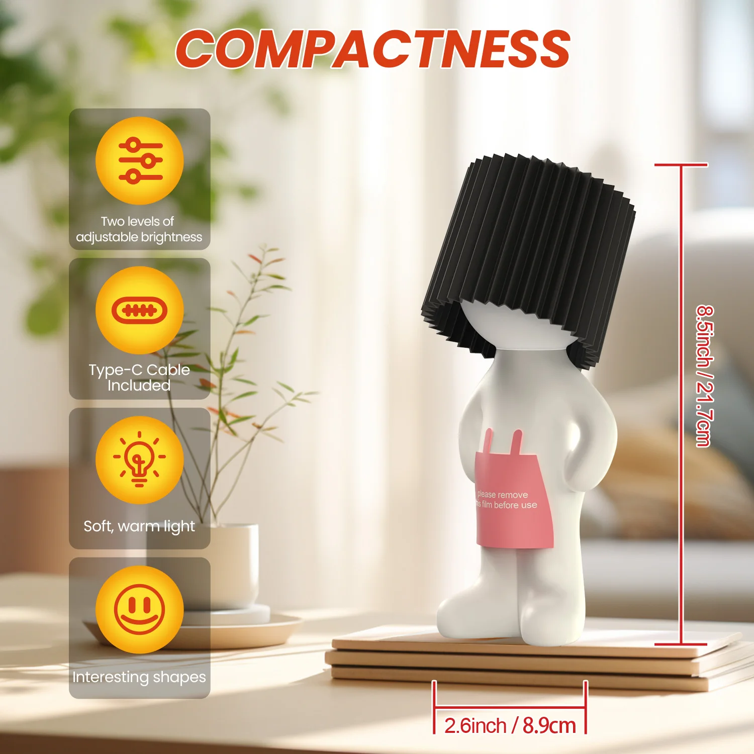 Shy Man Table Lamp, Dimmable Acrylic Table Lamp Creative Bedside Light, Warm Glow for Cozy Home Decor, Perfect Gift Idea