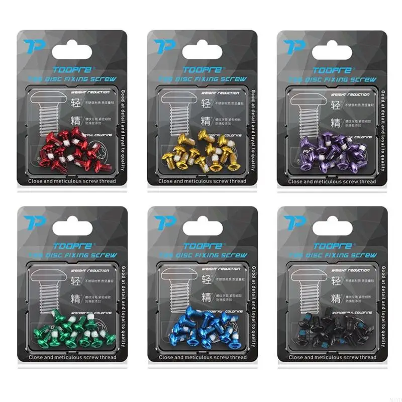 12PCS T25 Screws Universal Fit & Not Loosening Designs Metal Bike Hardware Quick Fixing for Bike Disc Brakes M4YD