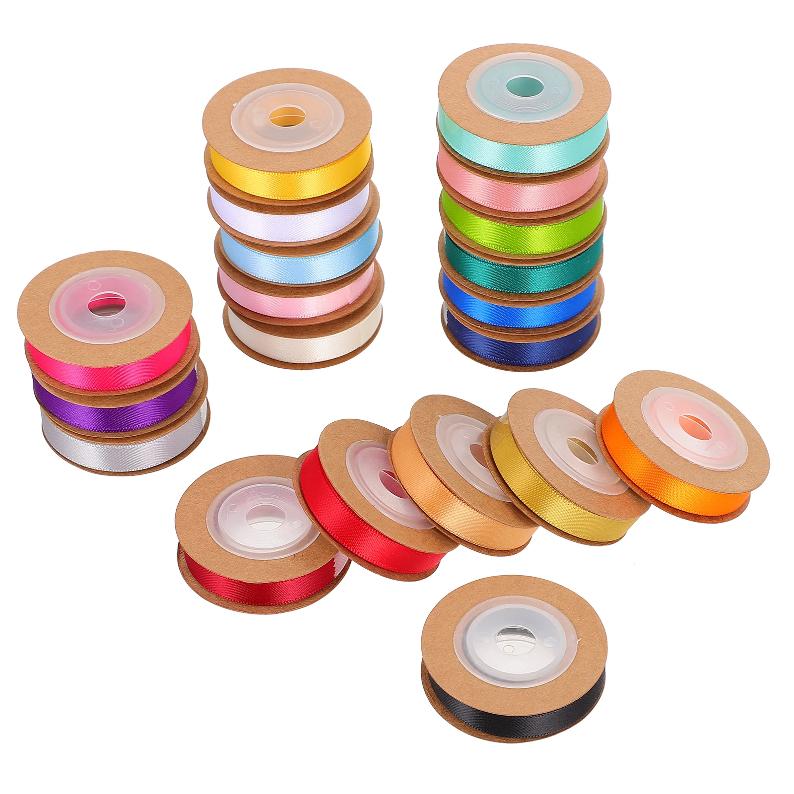 

20 Rolls Polyester Belt Silk Ribbon White Decorative Riband Double-faced Ribbons Gift Accessories Flower Packaging