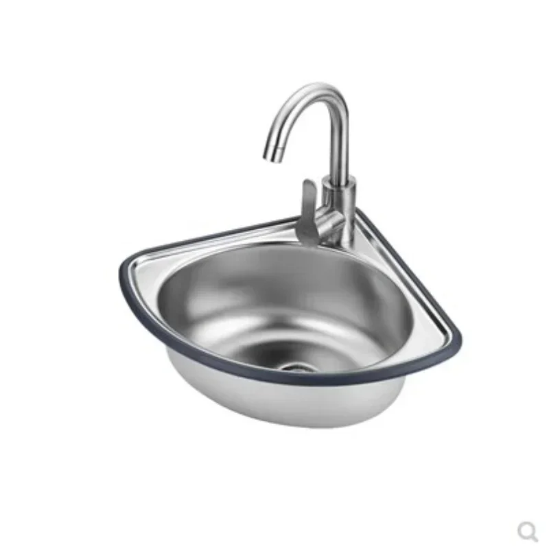 Wall-mounted Stainless Steel Triangle Basin Single Bowl Kitchen Vegetable Washing Sink for Bathroom And Motor Home Use